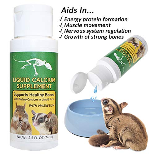 Liquid Calcium Supplement 2 oz. - Supports Healthy Bones & Prevents Calcium Deficiencies - for Sugar Gliders, Opossums, Squirrels, Reptiles & Other Small Pets
