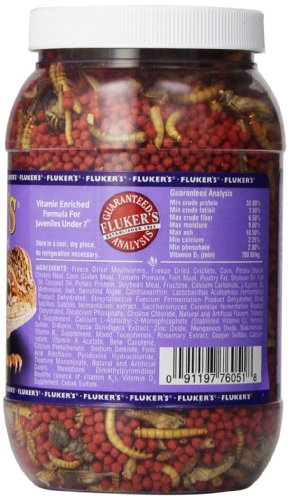 Fluker's Buffet Blend Juvenile Bearded Dragon Diet, Mealworms, Crickets and Pellets, 4.4 oz - size: 4.4 Ounce (Pack of 1)