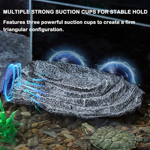 Turtle Basking Platform with 3pcs Suction Cups Resin Floating Climbing Terrace Simulated Rock Resting Dock for Semiaquatic Tortoise Frogs Lizards - style: Style B