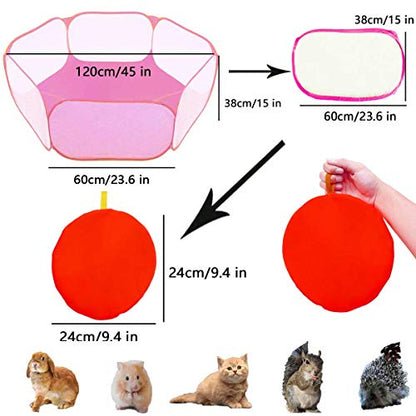 Small Animals Tent,Reptiles Cage,Breathable Transparent Pet Playpen Pop Open Outdoor/Indoor Exercise Fence,Portable Yard Fence (Pink) - color: Pink