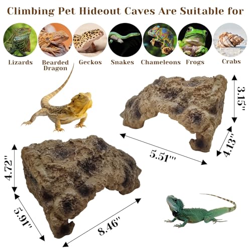 Hamiledyi Reptile Simulation Rock Cave Hideouts Reptile Hide Resin Leopard Gecko Hide Bearded Dragon Hideout Terrarium Decor for Turtles Snakes Gecko Hermit Crab Ball Pythons (S) - style: S : 5.51''×4.13''×3.15''
