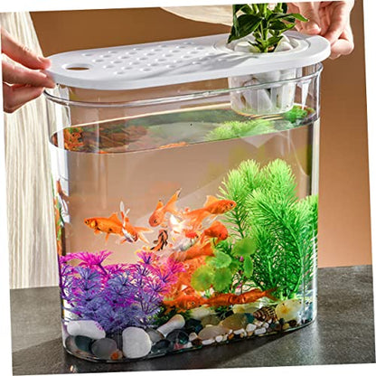 BESPORTBLE Small Plastic Aquarium Tank for Turtles and Reptiles Portable Desk Fish Tank Design for Decor