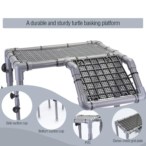 Extra Large Standing Turtle Basking Platform, 13.4" Width Turtle Basking Area with Ramp, DIY Turtle Tank Accessories, PVC Basking Dock for Aquatic Turtles for 75/90/120 Gallon - size: Extra Large