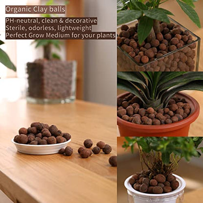 Rurtsva Natural Clay Pebbles 8LBS– 8mm-15mm Expanded Leca Balls for Hydroponics Plants Drainage Grow Media Reusable Soil Amendment for Orchids, Succulents, Aquaponics - size: 8LBS