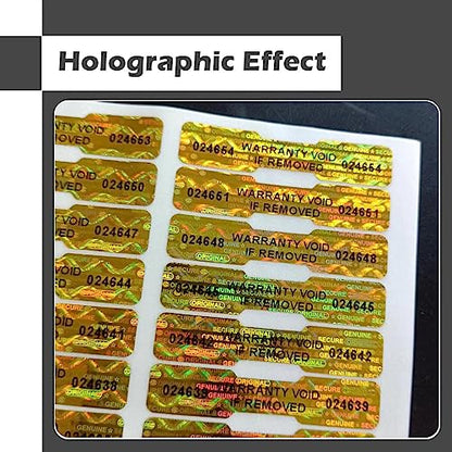 620pcs Bone Shape Tamper Proof Hologram Stickers Honeycomb Bottom Genuine Warranty Void Seal Labels tamepr evident Labels (2x0.4inch,Gold)