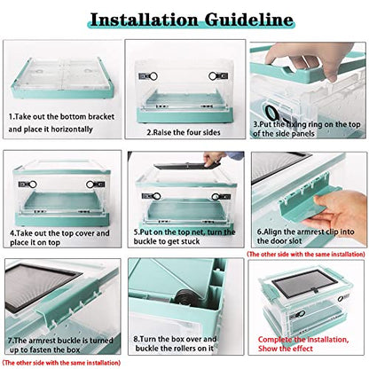 Large Snake Reptile Tank Habitat Cage, Grey Blue, 21.65"x12.6"x12.2" | Amphibians Habitat Cages, Sliding Screen Top, For Lizard, Gecko, Frog, Hamster - color: Grey Blue