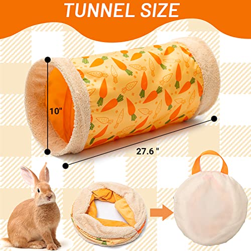 Rabbit Hideout Tunnel, Soft Fleece Foldable Bunny Tube Nest Indoor | Small Pet Play & Sleep Habitat Cage Accessories for Guinea Pig, Hamster, Rat, Chinchilla