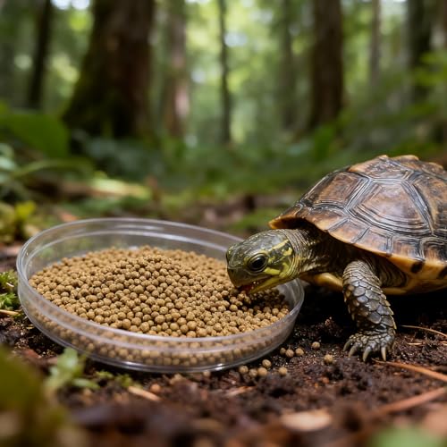 Baby Tortoise Food with Fish & Krill Meal, Spirulina & Astaxanthin | Enhanced with Calcium & Vitamins for Hatchlings & Young Sulcata, Leopard, Russian & Hermann's Tortoises (7 oz)