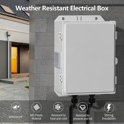 Namunanee Outdoor Electrical Junction Box, ABS Water Resistant Enclosure with Internal Mounting Panel & Hinged Cover (13" H* 9.2" L* 5.6" W) - size: 13"H x 9.2"L x 5.6"W & Standard