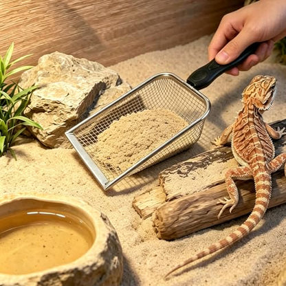 4 Pack Chicken Poop Scooper, 4" Metal Mesh Shovel | 2.0mm/2.8mm/3.8mm/5mm Holes, Chicken Coop Rake for Sand Litter, Suitable for Chickens, Cats, Rabbits, Hamsters & Reptiles - size: 4" 4 Set