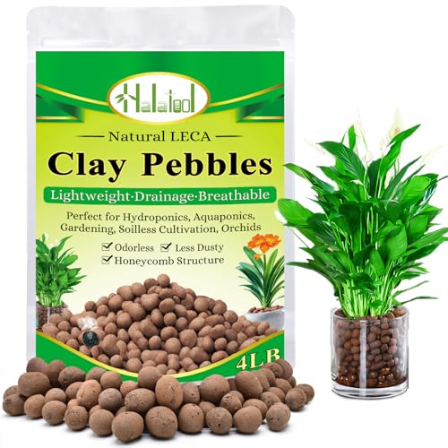 Halatool 4LB Leca Balls for Indoor Plants, 4-16mm Clay Pebbles for Drainage | Lightweight Hydro Balls, pH-Neutral, Prevent Root Rot, Moisture Control, Semi-Hydroponics, Orchids, Succulents, Potted Plants - color: 4LB