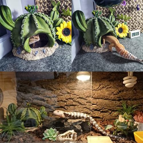 kathson Reptile Tank Decor Lizard Hide and Cave Plants Terrarium Decorations Resin Cactus Desert Aquarium Tank Habitat Accessories for Bearded Dragon Chameleon Leopard Gecko Snake Fish (Ball Cactus) - style: Style B