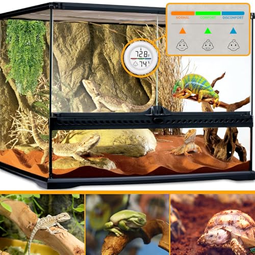 Reptile Tank Thermometer, Mini Digital Hygrometer Thermometer Gauge, Indoor Outdoor Temperature Humidity Meter for Greenhouse Humidors Incubators Reptile Terrarium Jars, Fahrenheit (℉) or Celsius(℃)
