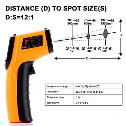 Infrared Temp Gun Thermometer, Non-Contact Digital Laser Infrared Thermometer Temperature Gun, IR Thermometer Heat Temperature Reader Gun (-58°F ~ 752°F) - color: Yellow
