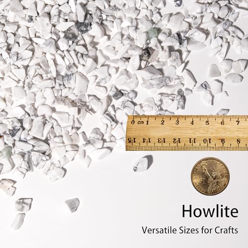 Howlite Chips Bulk 1lb, 1200+ Pieces, 5-8mm Natural Gemstones - color: Howlite, size: 1LB