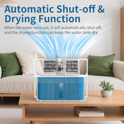 LAVIEAIR Evaporative Humidifiers for Bedroom up to 300 ft² 5L Tank Top Fill | Mist-free No White Dust Bedside Humidifier for Living Room, Nursery, Baby, Plants Max 48H Runtime, Easy to Clean