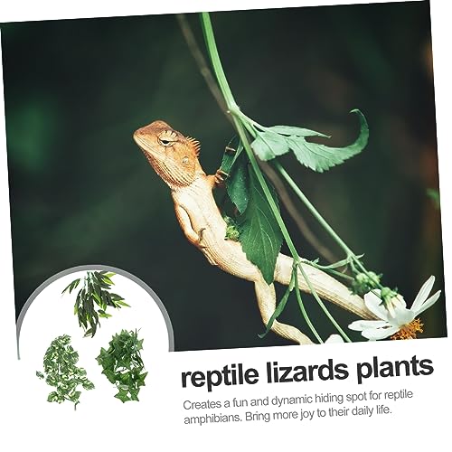 3pcs Vine Plant Decoration for Reptiles Lizard Snake Plants Leaves Tank Decor Lifelike Leaves
