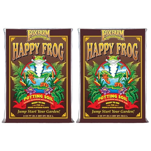 FoxFarm Happy Frog Potting Soil, 2cu ft (Pack of 2) - for Indoor/Outdoor Container Plants - Contains Mycorrhizae and Humic Acids - size: 2 Cu Ft (2 Pack)