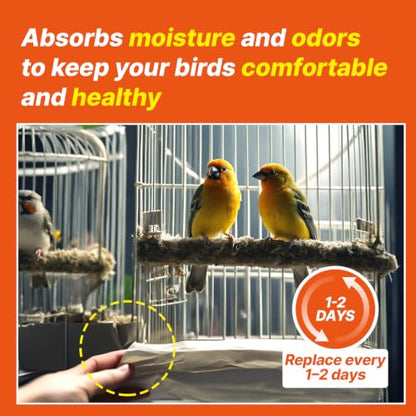 T TORTO9 Bird Cage Liner - 120 Paper Sheets, 14" x 15", 1.7 lb - Ideal for Pet Habitats, Bulk Pack for Long-Lasting Use, Newsprint Texture, Convenient Parcel Packaging - size: 14 x 15 in