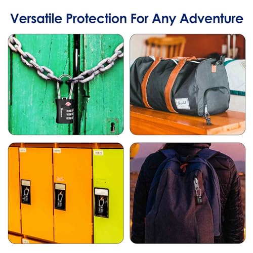 2 Pack TSA Approved Luggage Locks, Combination Travel Cable Padlock, 3-Digit Waterproof Lock, TSA Accepted Outdoor Keyless Resettable Lock for Lockers, Bags, Gym, Gate-Black