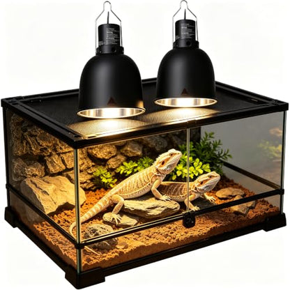 2026 New Reptile Light Fixture 2 Packs 5.5 Inch Deep Dome Lamp Cap, Optical Reflection Cover for Reptile Glass Terrariums