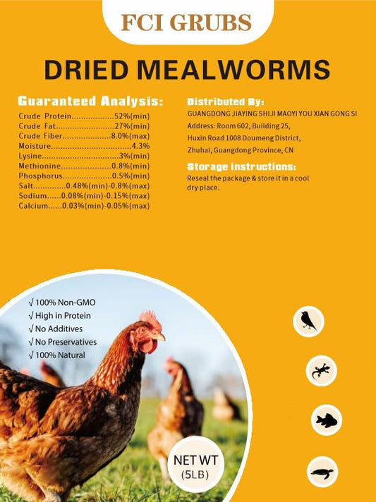 Dried Mealworms 5LB-High Protein Chicken Feed,More Protein,No Additives,Premium Organic Non-GMO,Rich in Protein Meal Worms for Chickens,Wild Birds,Laying Hens,Turkeys-Nutrient-Rich Mealworms - size: 5 Pound (Pack of 1)