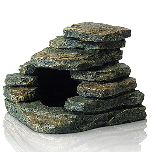 Aquarium Ornaments, Aquarium Mini Skull Skeleton/Aquarium Mini Castle/Aquarium Hippon Cave/Aquarium Rock Stone Cave Decoration, Fish Tank Decoration Landscape Hiding House (Rock Cave)