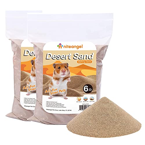 Niteangel Hamster Desert Bath Sand: 12lb/192oz No-Dust Bath & Easy to Clump | Helps Odor Control & Remove Excess Grease - Potty Litter Sand for Hamster Chinchillas Gerbil Mice Degu or Other Small Pets - color: Desert Sand, size: 12LB/192oz