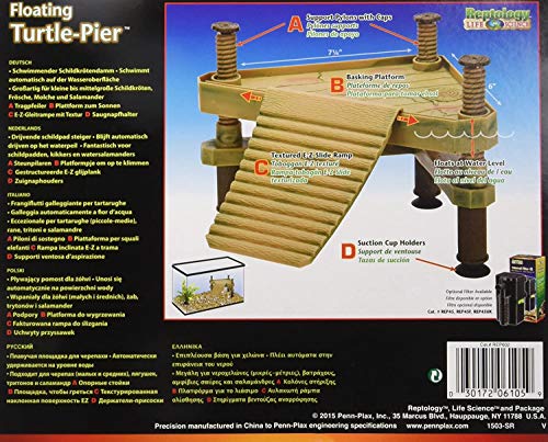 Penn-Plax Reptology Floating Turtle Pier and Basking Platform – Decorative, Functional, and Naturally Inspired – Small - style: Turtle Pier - Small