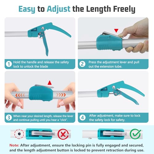ASTRAEA 78" Snake Tongs Grabber, Extendable Extra Long Rattle Reptile Catcher Wide Jaw Handling Tool with Lock, Telescopic Snake Hook