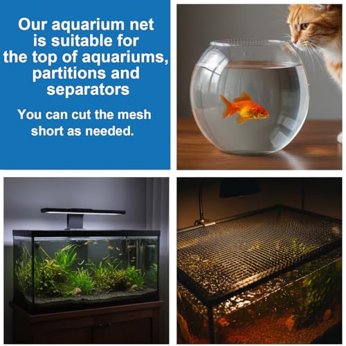 Aquarium Mesh Fish Tank Cover 10-75 Gallon Fish-Tank Lid Clear Fish Net for Fishes Transparent Plastic Aquarium Top Cover Screen Hood Net Plastic Mesh Screen for Aquariums, 4 X 5 Feet