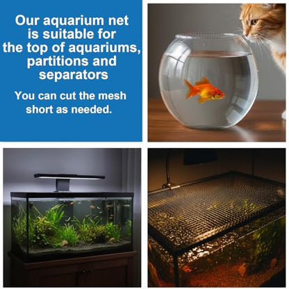 Aquarium Mesh Fish Tank Cover 10-75 Gallon Fish-Tank Lid Clear Fish Net for Fishes Transparent Plastic Aquarium Top Cover Screen Hood Net Plastic Mesh Screen for Aquariums, 4 X 5 Feet