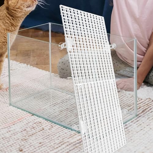 ABOOFAN Fish Tank Divider Panel with Suction Cups, Aquarium Isolation Board 30x30cm White, Anti-Jumping Separator for Betta and Reptile Tanks