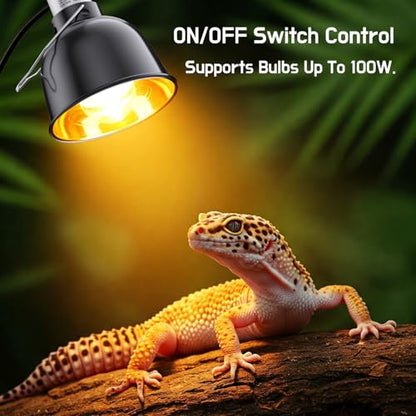 Reptile Light Fixture – 5.5'' Dome Lamp with Ceramic Socket, Reptile Heat Lamp Fixture for Heat Emitter & Basking Bulbs, for Bearded Dragon, Snake, Chameleon, Turtle & Terrarium Tank Accessories - style: 5.5'' Dome