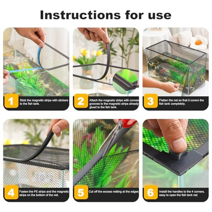 Uross Fish Tank Lid Magnetic Aquarium Lid Tank Hood top Cover Anti-Jumping Net Cover Mesh to Protect Fish Jumping Out of
