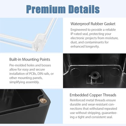 Junction Box with Clear Cover IP65 Waterproof Project Box Dustproof ABS Plastic Electrical Project Boxes Universal Enclosure, Black 4.5"x 3.5"x 2.1"(115x90x55mm)(Pack of 2) - color: 2 packs, size: 4.5"x 3.5"x 2.1"