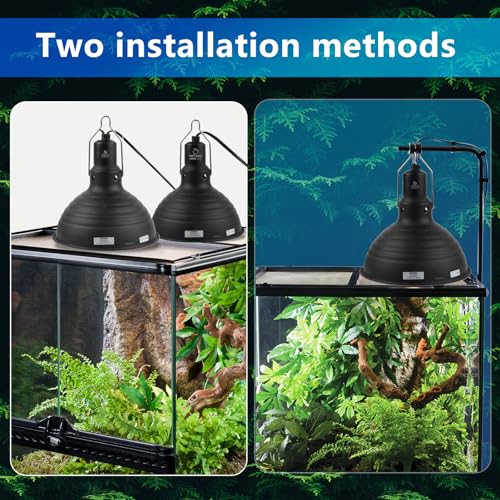 8.5 Inch Reptile Light Fixture Dome Heat Lamp Fixture UVB Heat Basking Lamp Fixture for Amphibian Reptile Terrariums，E26 Base