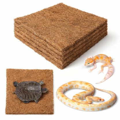 6-Pack Natural Coconut Fiber Reptile Carpet, 12x12 Inch Eco-Friendly Terrarium Liner & Bedding for Lizard, Snake, Turtle, Tortoise, Bunny Habitat