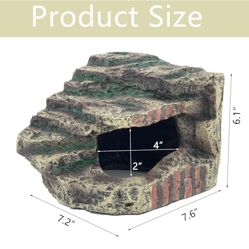 Reptile Hide, Great for Geckos, Snakes, Bearded Dragons & Lizards. with Steps for Rock Climbing, It Doubles as Aquarium Rock Cave Corner Cave for Climbing Hiding - size: XL