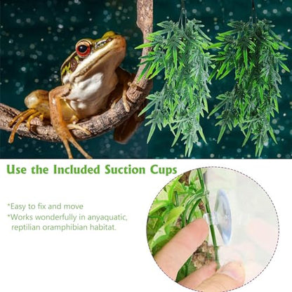 Hamiledyi 3 PCS Reptile Plants Terrarium Hanging Plant | Artificial Leaves, Reptile Hide, Suction Cup, For Bearded Dragon Hermit Crab Lizard Snake Geckos Chameleon - color: 3pcs Ivy Plant