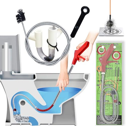Toilet Auger/Snake Drain Clog Remover Tool Kit | 3 Clog Remover Tools for Blocking and Cleaning Toilets, Kitchen Sinks, Bath Tubs and Sewers,Home essential - style: Toilet Drain Unblocking kit