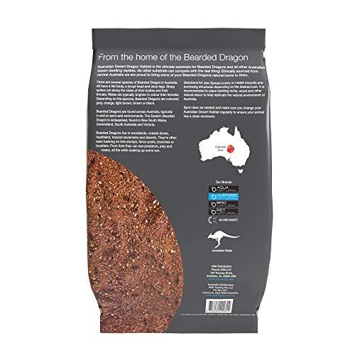 Jurassic Natural Australian Desert Dragon Habitat Substrate, Red, 20lb | For Bearded Dragons and Other Lizards - color: Red, size: 20lb