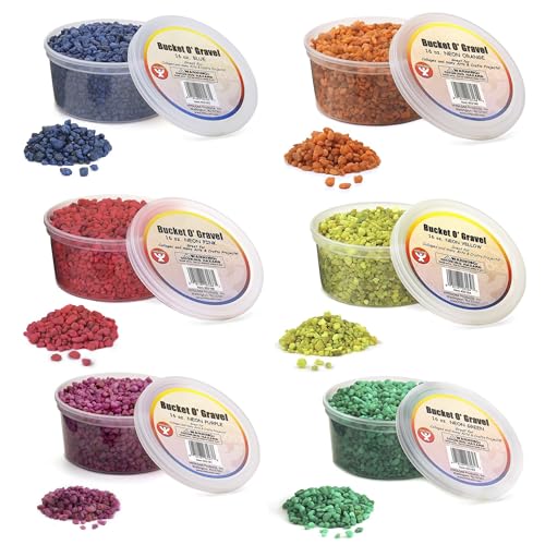 Hygloss Craft Rocks Mini Stones for Art Projects-Bucket O' Gravel, 6 Asst Neon Colors, 1 lb Pack of 6 - color: 6 Neon Color Assortment, size: 1 lb, style: Gravel
