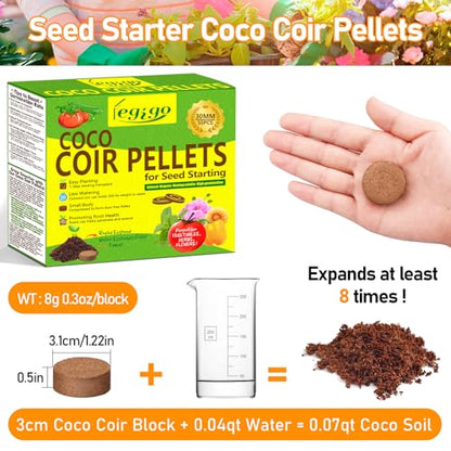 50 Pcs 30mm Coco Coir Pellets Seed Starter Soil Mix- Organic Coconut Coir Potting Soil Pods for Seedling, Coco Peat Soil Discs for Indoor & Outdoor Plants Bonsai Herbs Vegetables and Flowers - size: 30mm