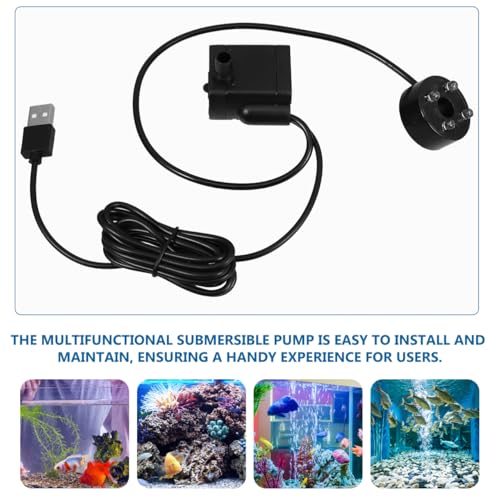 BESPORTBLE Micro Submersible Water Pump for Aquarium Fish Tanks and Garden Fountains Compact Quiet Usb Pump with Led Light for Rockery and Decoration