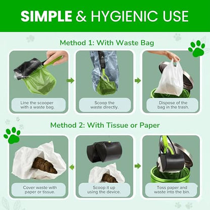 SHAZORY Pooper Scooper for Dogs & Cats – Long Handle, Heavy-Duty Design with Bag Dispenser, Poop Scooper for Large Dogs, Dog Poop Scoop for Yard, Portable for Pet Parents & Dog Walkers (28") - size: 28"