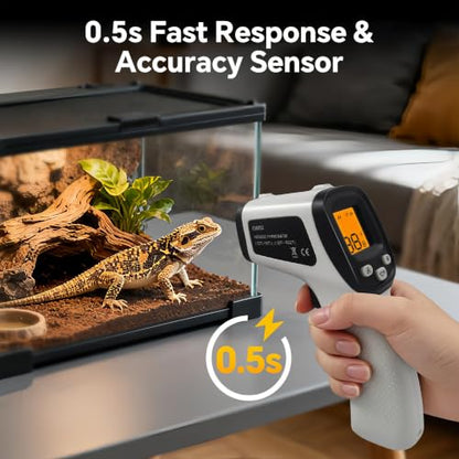 Infrared Thermometer Gun, Digital Laser Temperature Gun -58°F to 1022°F, Adjustable Emissivity, LCD Backlight, MAX/MIN Display, Non-Contact Thermometer for Pizza Oven, BBQ, HVAC, Griddle - color: Gray（-58℉-1022℉）