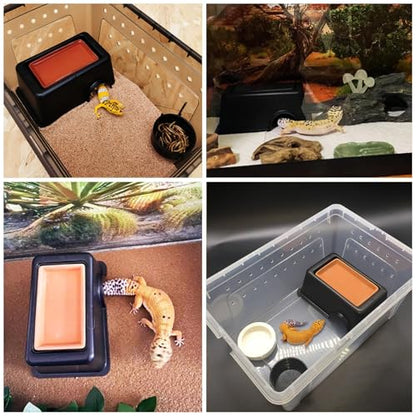 Hamiledyi 4 Pcs Humid Hide for Leopard Gecko Moist Reptile Hide Box Small Snake Humidity Hut with Sink Crested Gecko Tank Accessories for Young Lizard Shedding - color: Humidifying box-2Pack