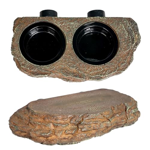 Magnetic Reptile Feeder Ledge, Crested Gecko Feeding Ledge with 6PCS Food Cups Reptile Food Dish Water Bowl Tank Accessories for Bearded Dragon Chameleon Lizard Snake - size: Large