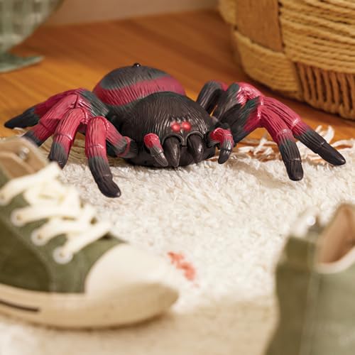 Terra by Battat RC Spider Tarantula with Infrared Remote, LED Eyes, Animals | Realistic tarantula toy with LED eyes, 1 spider and 1 remote control, moves left right forward and spins, Animals, 6+ Years - style: Spider (Red)